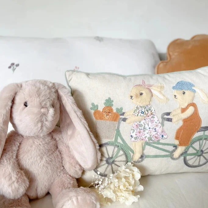 Bunny Bike Ride Lumbar Accent Pillow