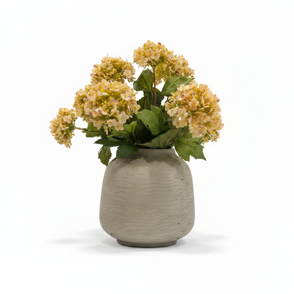 Peach Mini Hydrangea in Gray Wash Vase