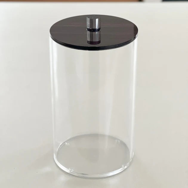 Lucite Cookie Jars with Wood Look Lids