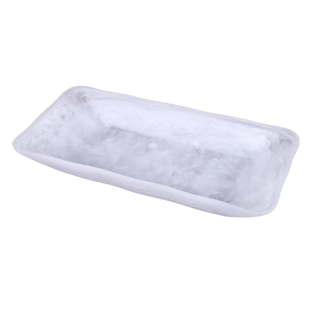 Resin White Swirl Tray