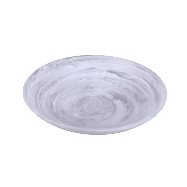 Resin White Swirl Salad Bowl Plate