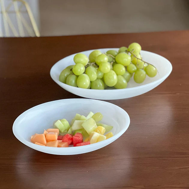 Resin White Swirl Salad Bowl Plate