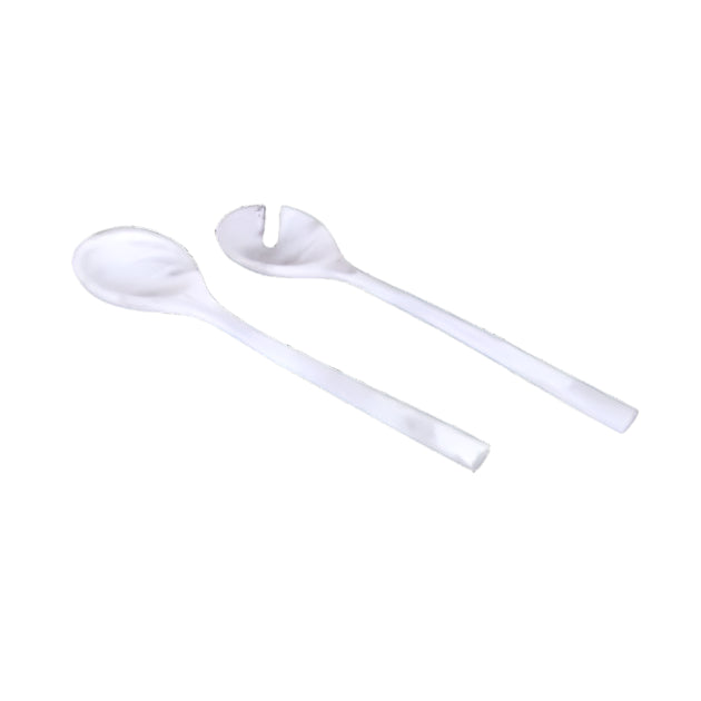 Resin White Swirl Salad Servers