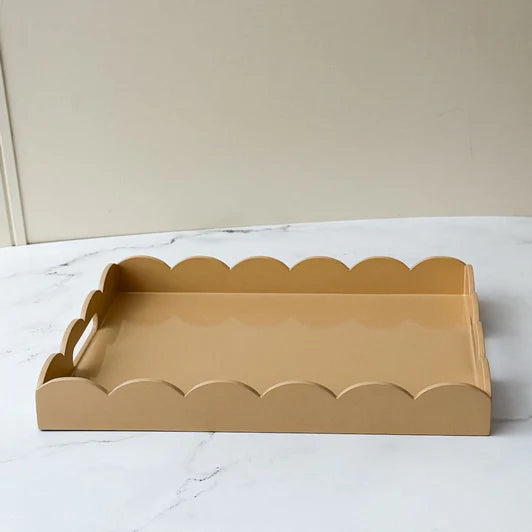 Scalloped Edge Rectangle Lacquer Serving Tray