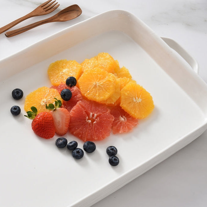 Le Blanc Rectangular Tray with Handles