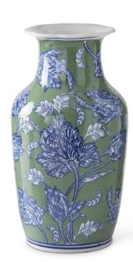Blue Green & White Ceramic Vase & Jar