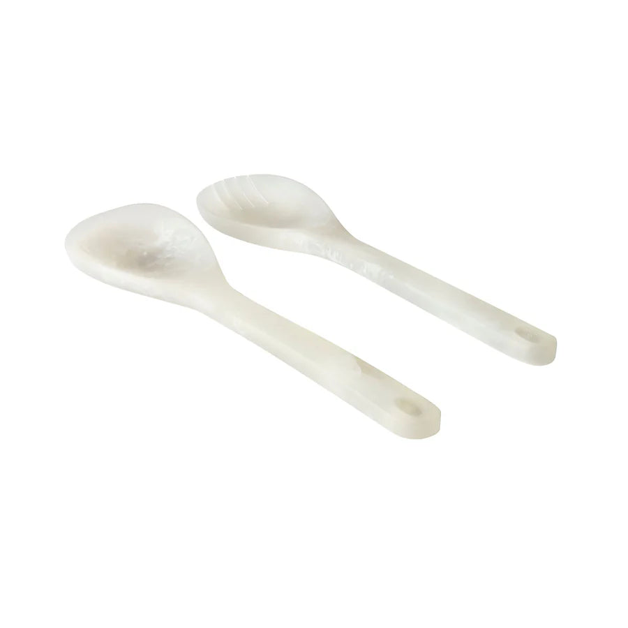 Lucente White Resin Salad Server Set