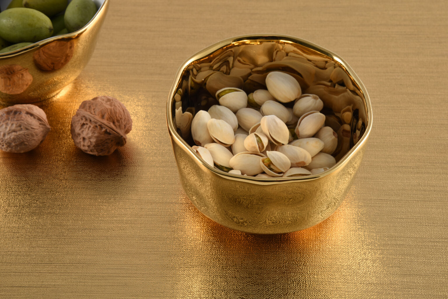 Moonlight Gold Porcelain Round Snack Bowl