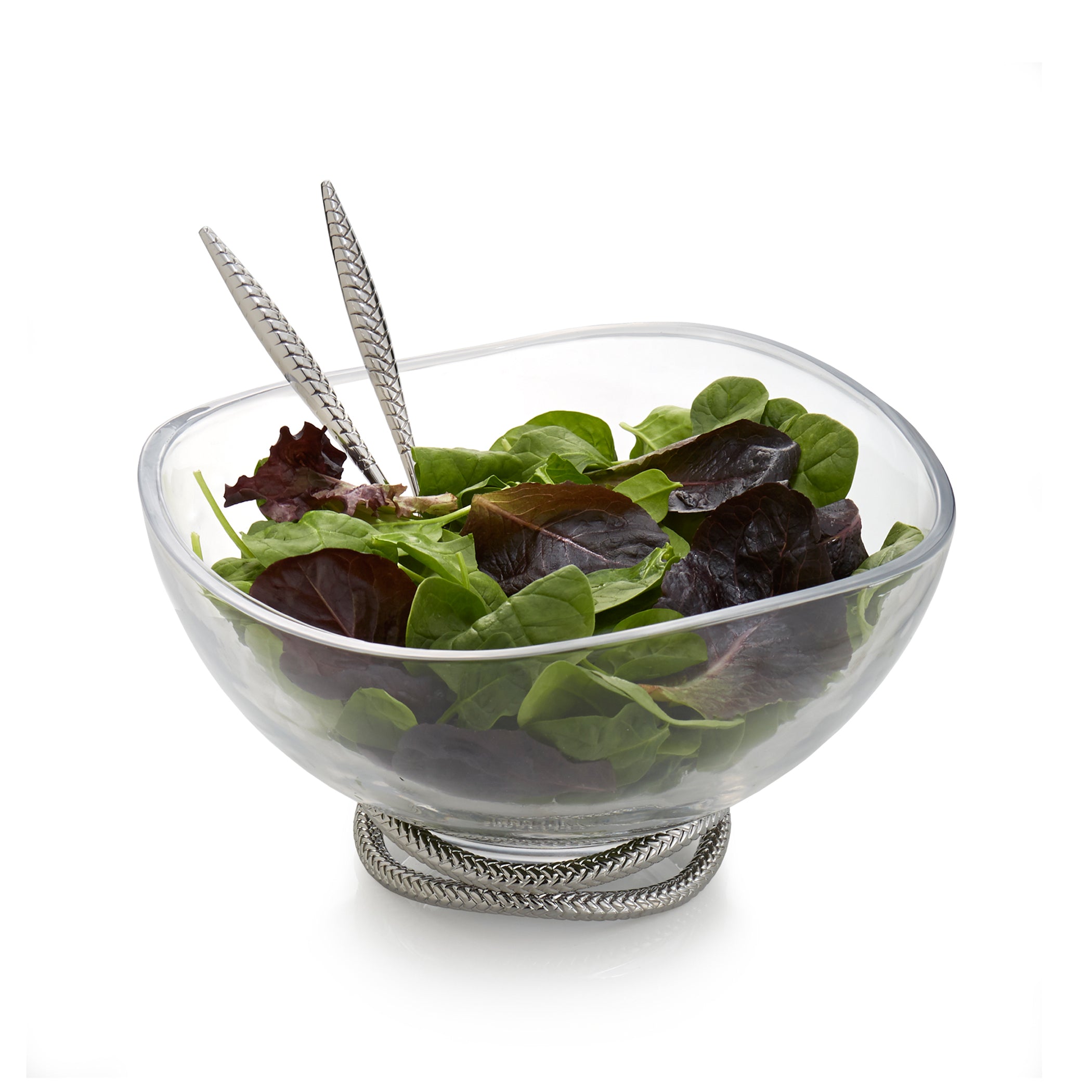 Nambé Braid Glass Salad Bowl w/ Servers