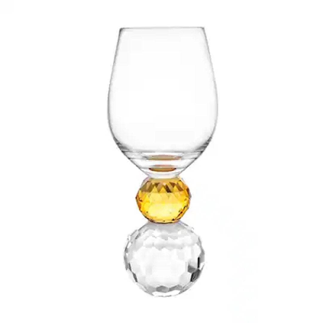 Set of 6 Water Glasses with Amber Ball Diamond Base 3.7"D x 7.6"H