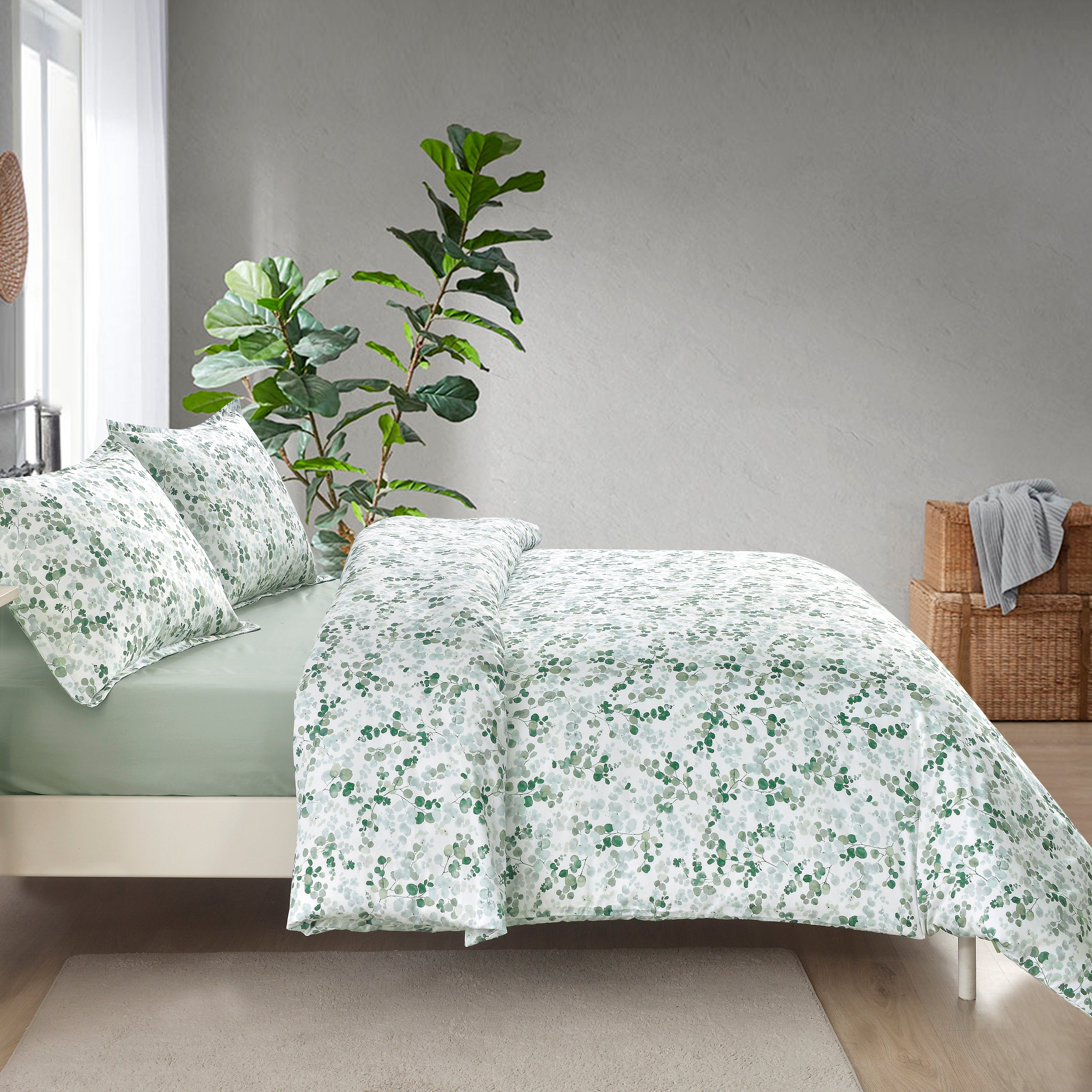 Aura Home Emerald Leaves Duvet Set