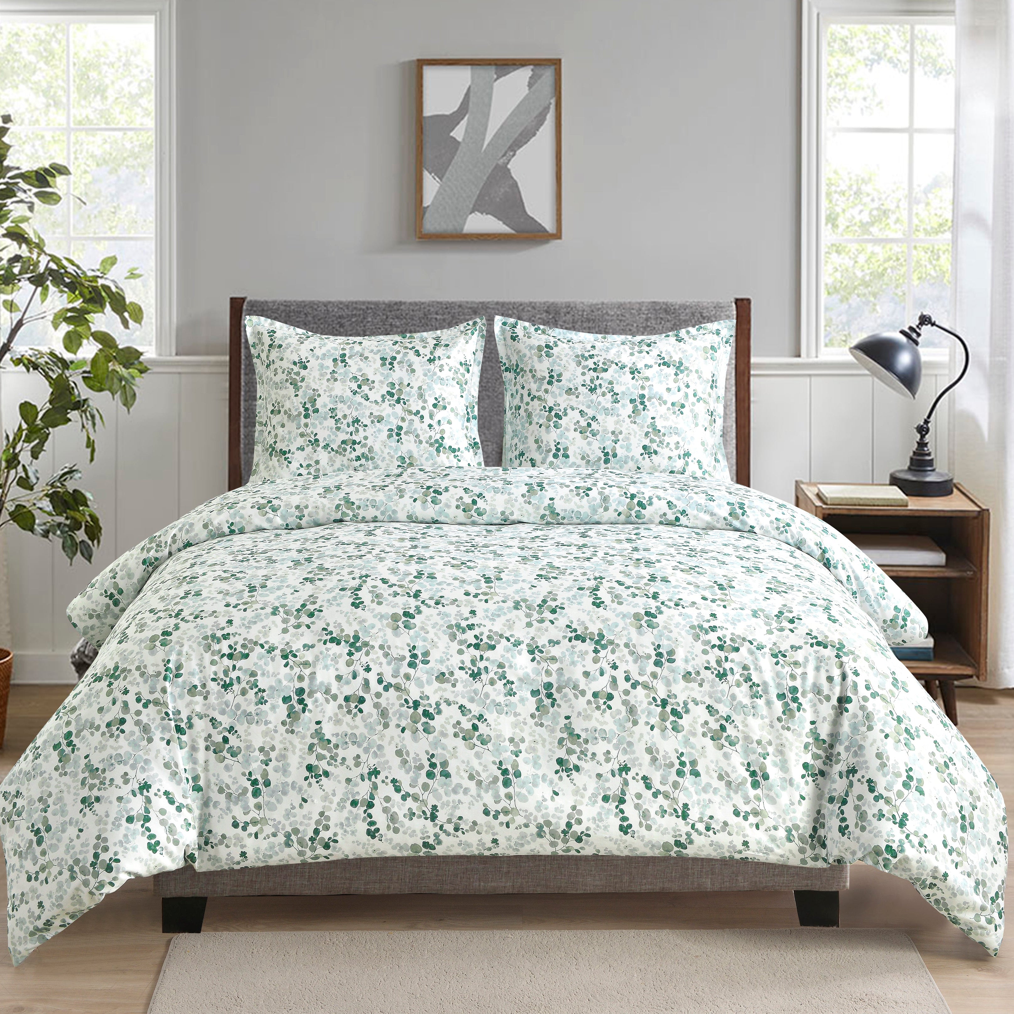 Aura Home Emerald Leaves Duvet Set