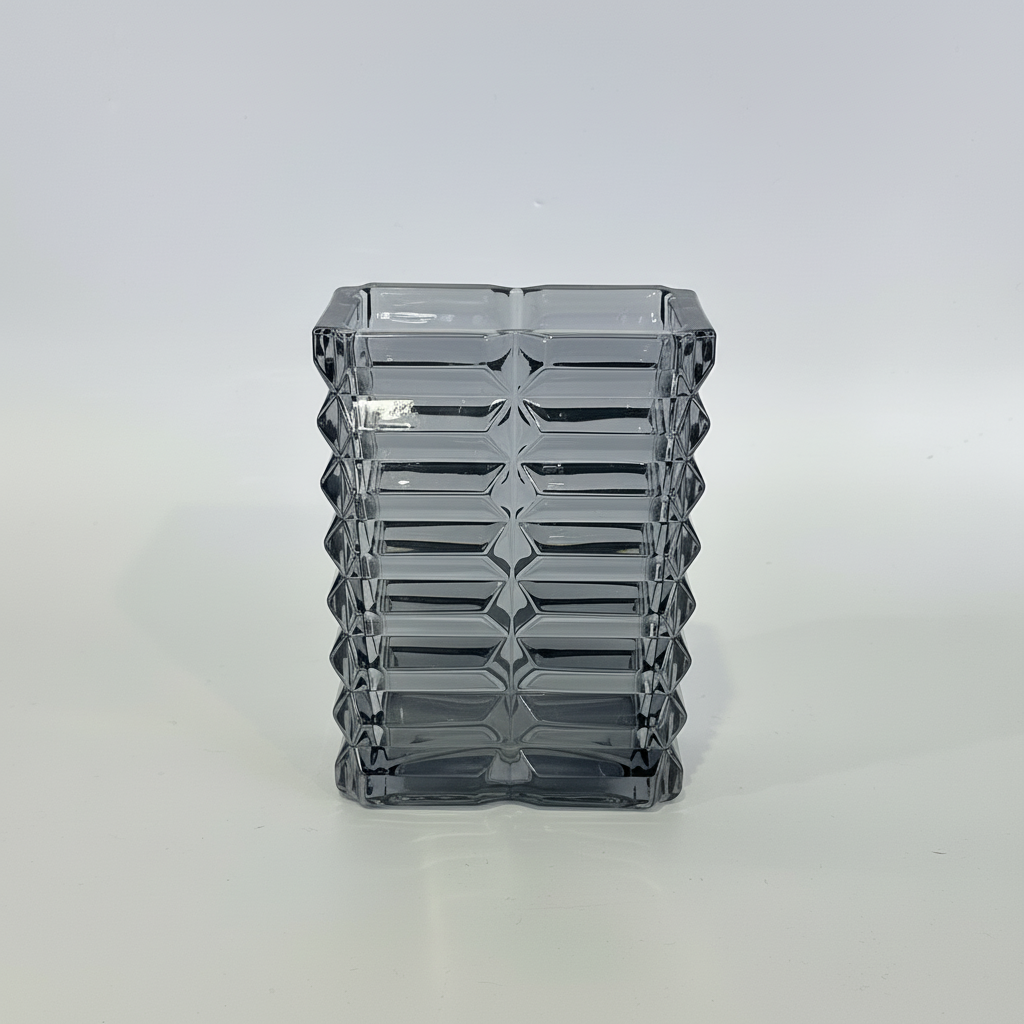 Textured glass vase, smoke