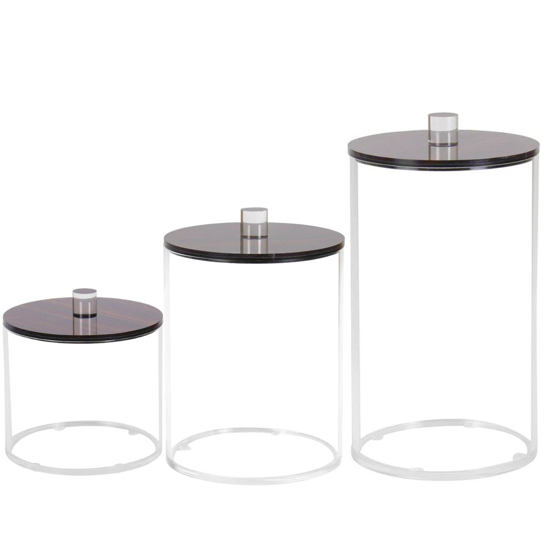 Lucite Cookie Jars with Wood Look Lids