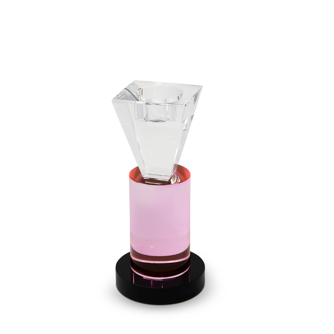 Pink/Clear Dimensional Crystal Candlestick