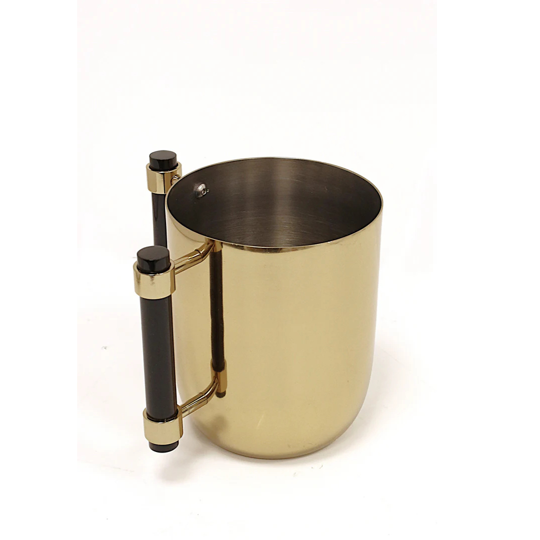 Metal Wash Cup with Black Handles