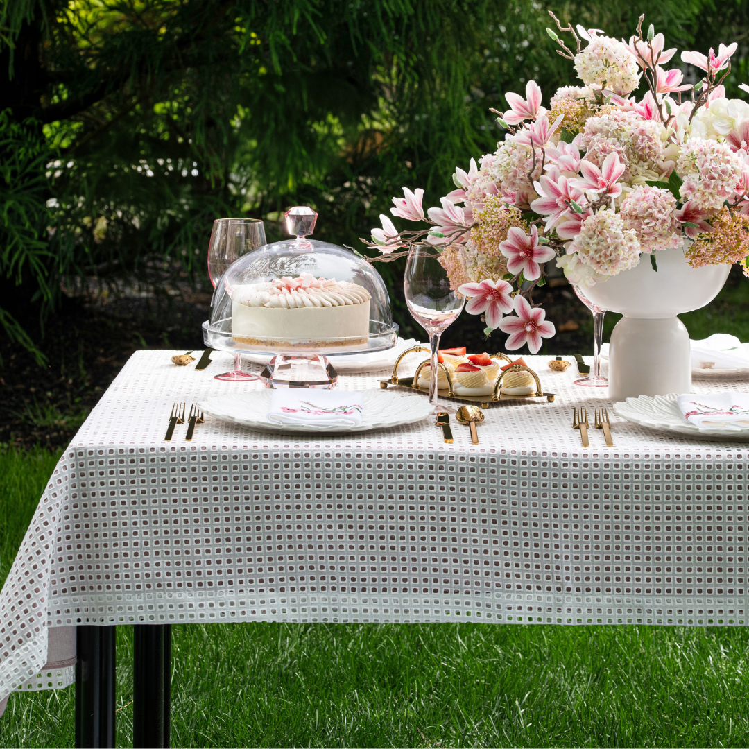 Adorn Your Table  Eyelet Unlined Tablecloth