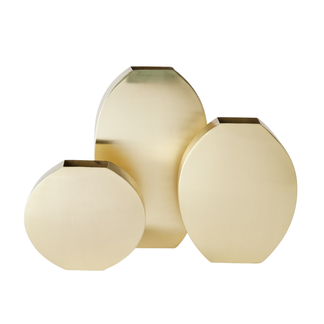 Brass Squared Oval Vases