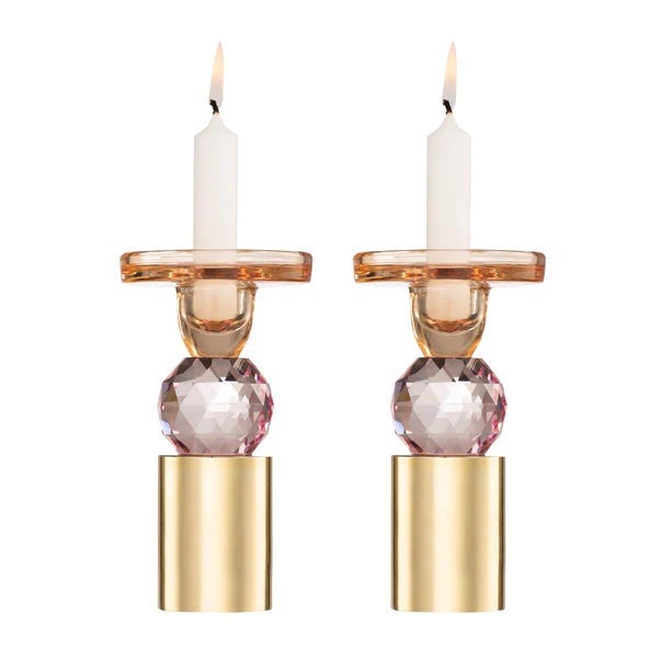Pink Crystal Candlesticks