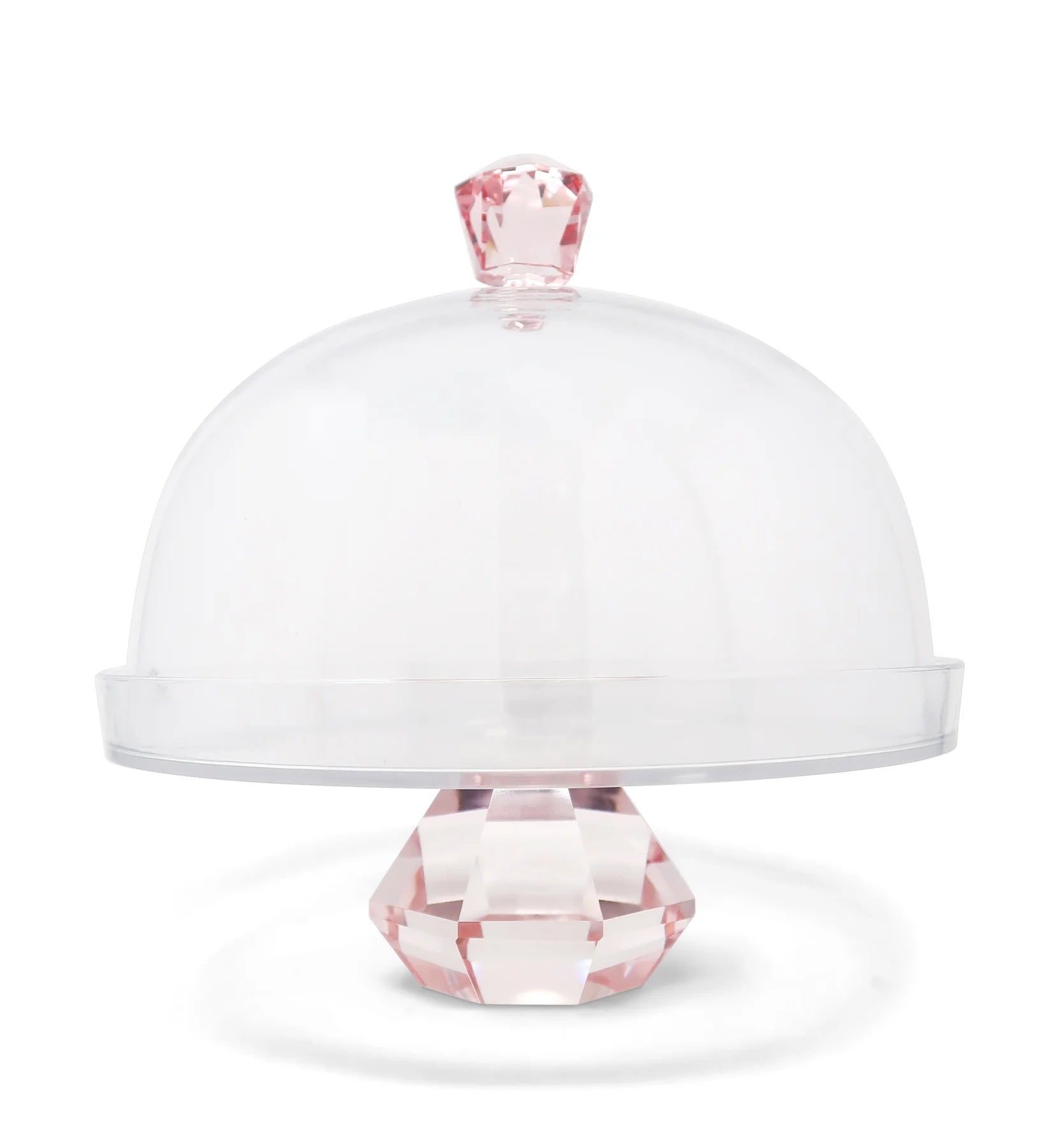 Glass Cake Dome with Colored Diamond Base and Handle