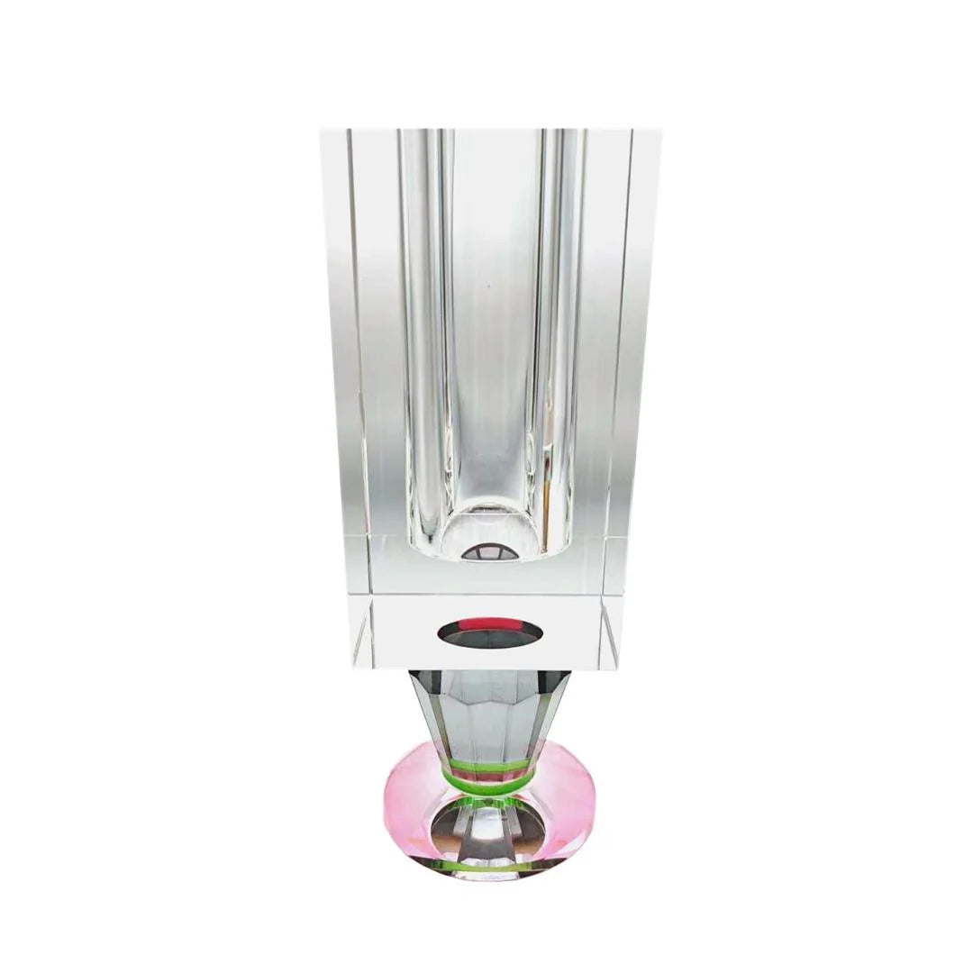 Square Vase with Diamond Cut Color Base