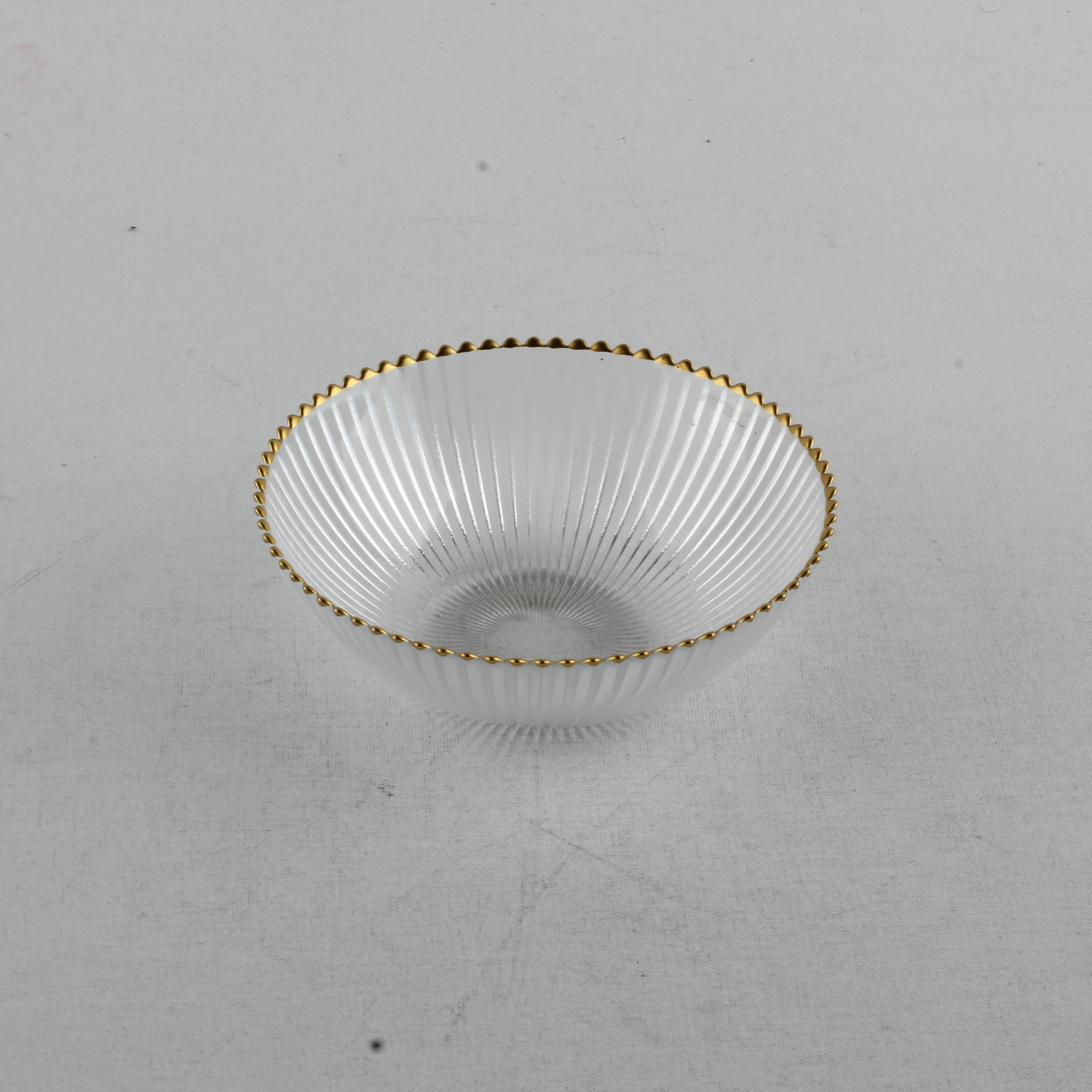 Ribbed Desert Bowl with Gold Rim