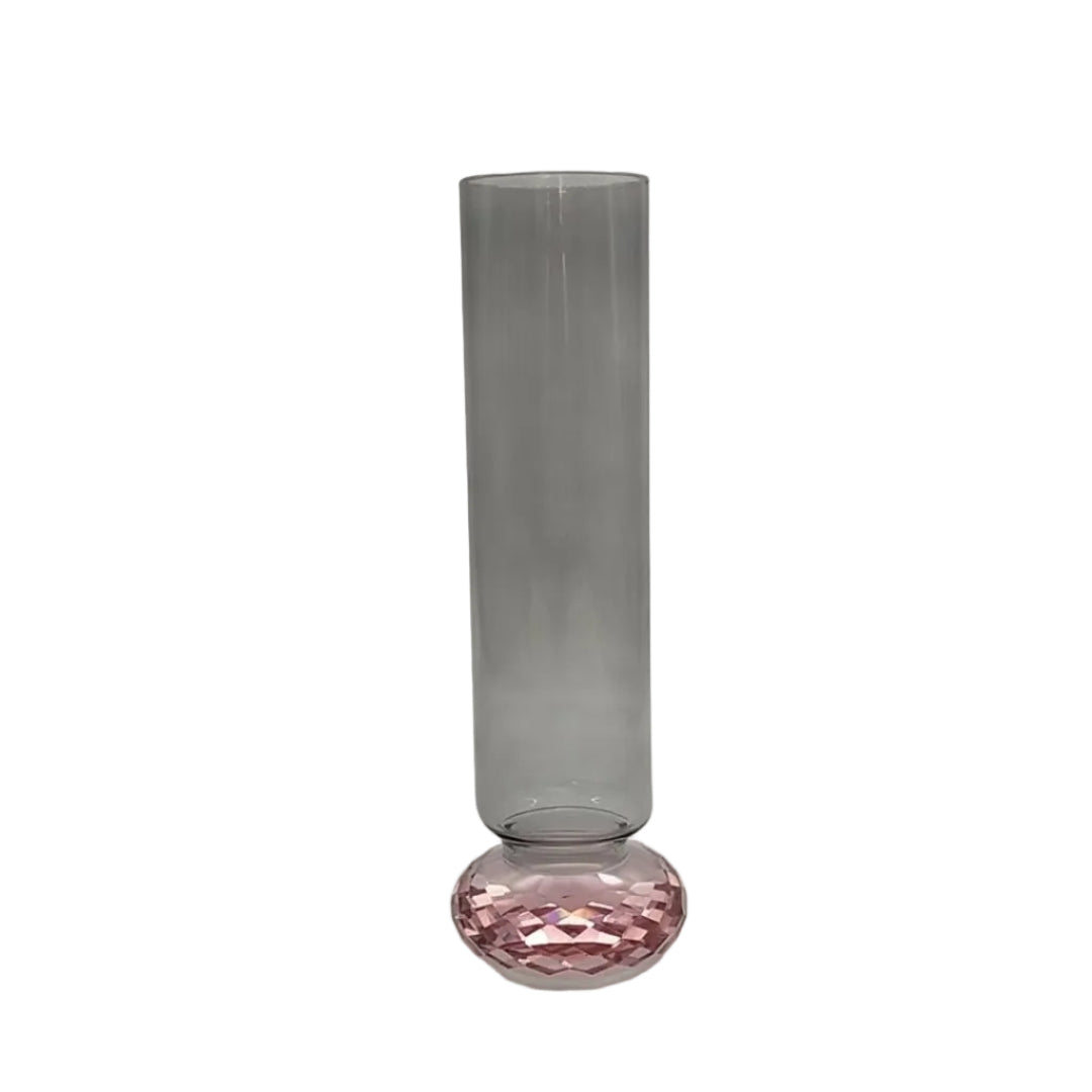 Pink Diamond Base Smoked Tall Vase