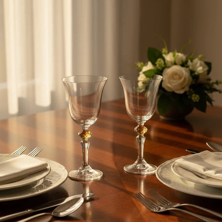 Glasses with Colored Diamond on Stem