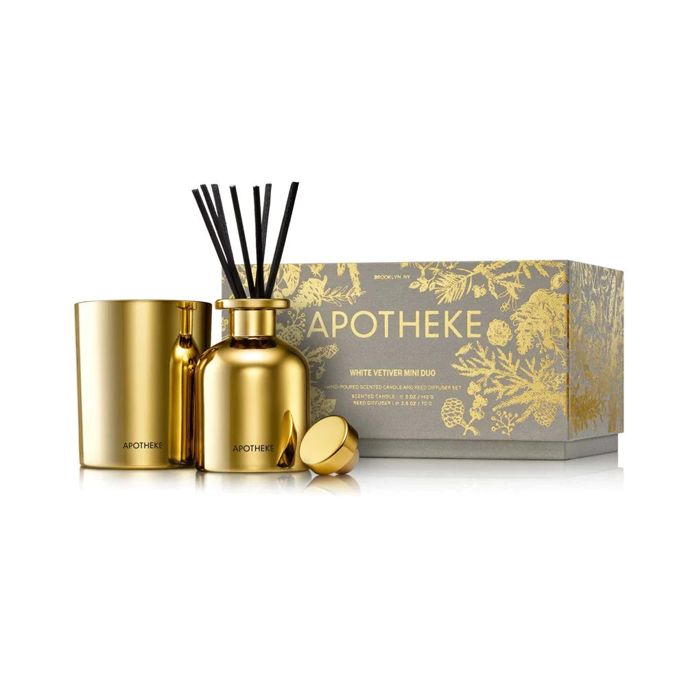 Apotheke White Vetiver Mini Scented Candle and Reed Diffuser Gift Set
