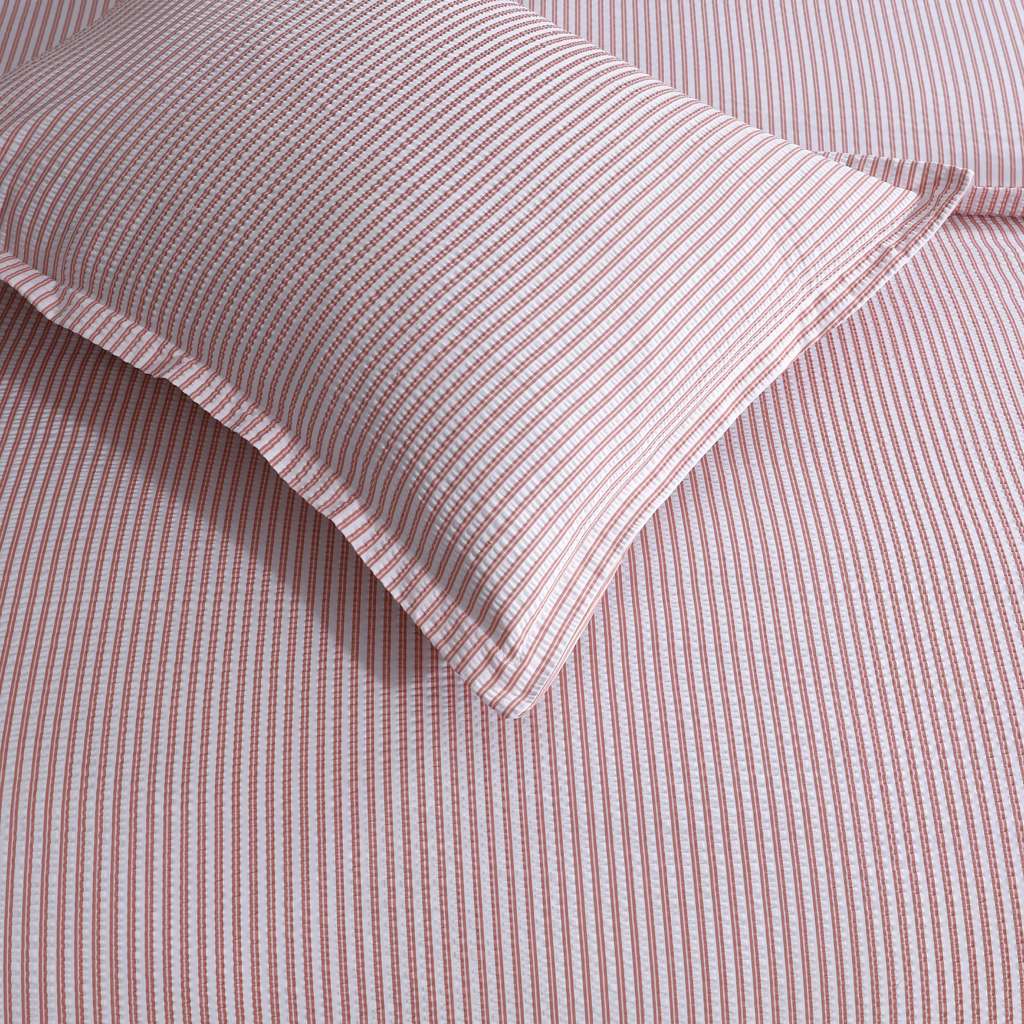 Aura Home Seersucker Duvet Set, Pink Petal Stripe