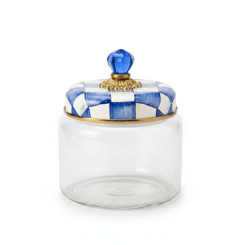 MacKenzie-Childs Royal Check Glass Kitchen Canister