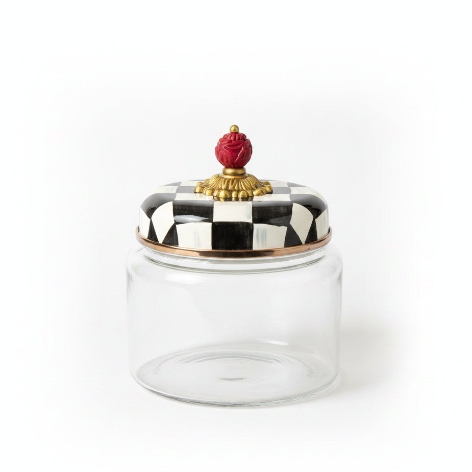MacKenzie-Childs Courtly Check Glass Kitchen Canister
