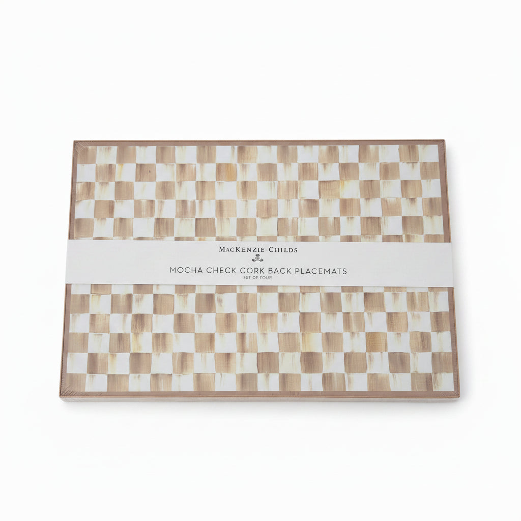 MacKenzie-Childs Mocha Check Cork Back Placemats