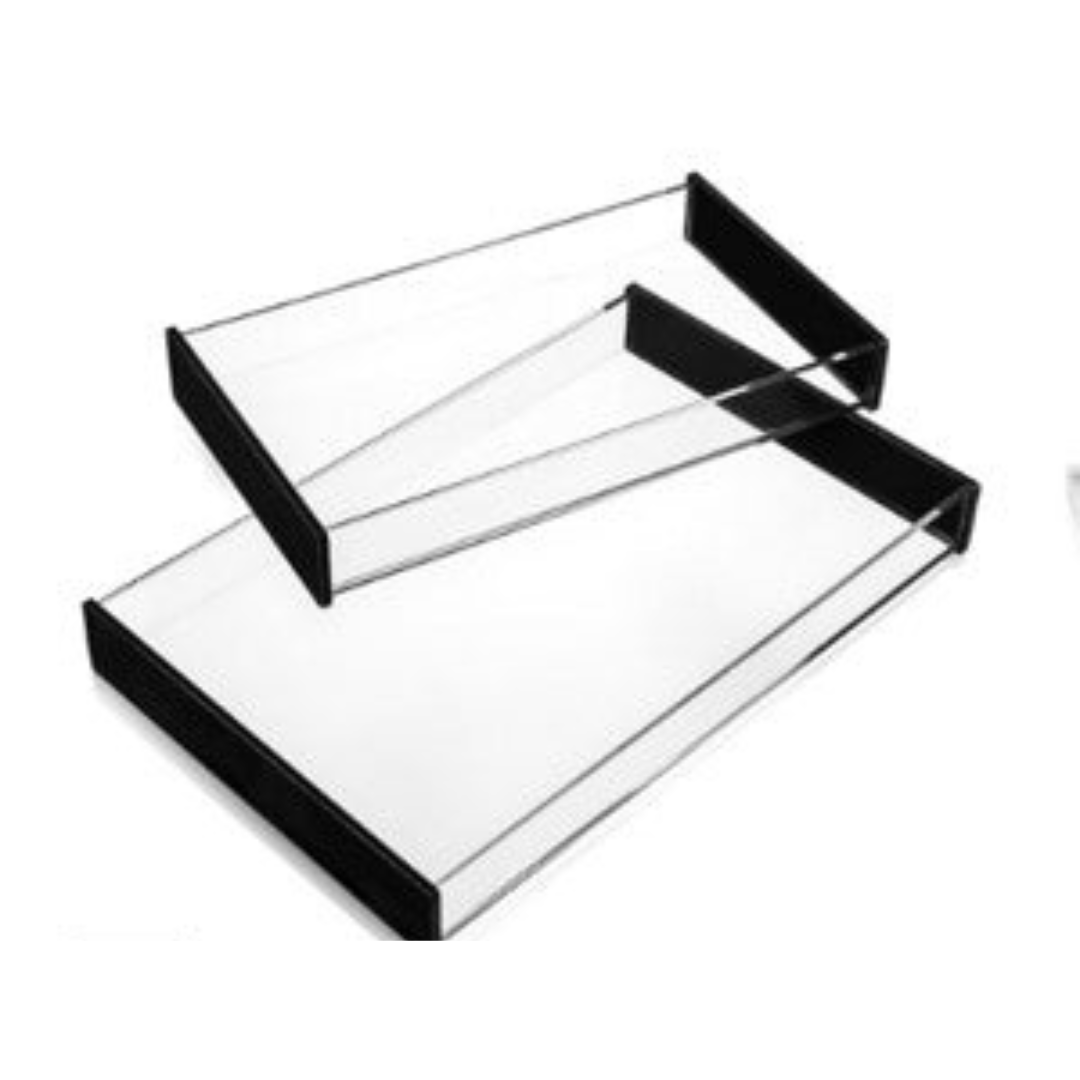 Clear Rectangle Lucite Tray with Black Ends