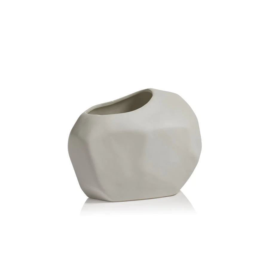 Matte White Rock Ceramic Vase