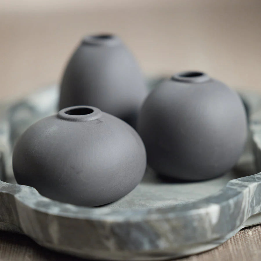 Zodax Matt Charcoal Tresco Clay Bud Vases