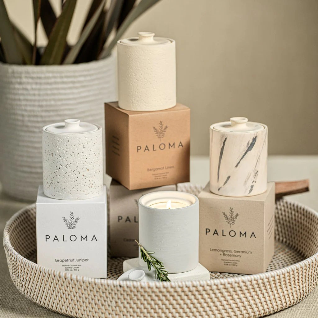 Paloma Scented Candle in Natural Marble Clay Jar