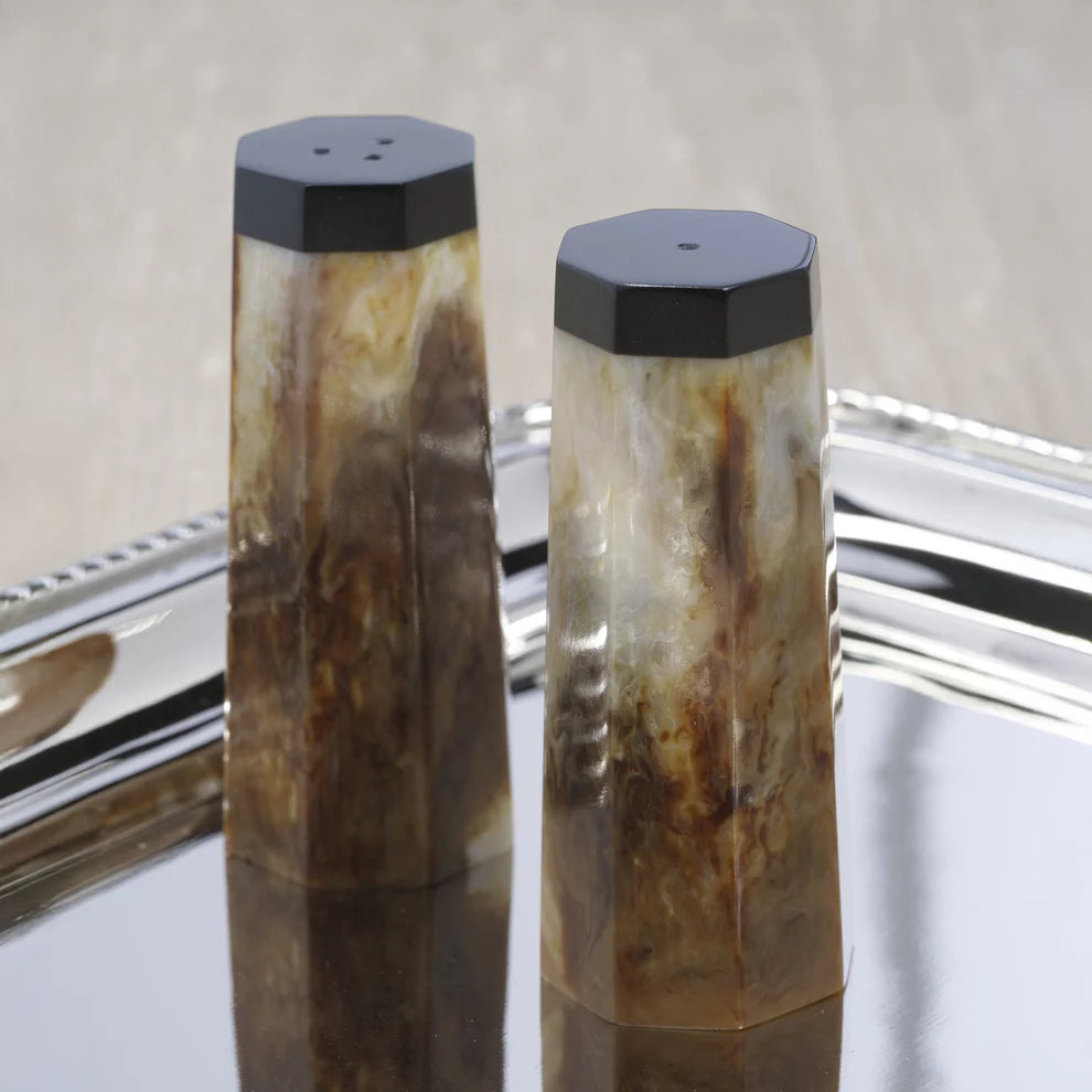 Zodax Burl Wood Design Resin Salt and Pepper Shaker Set