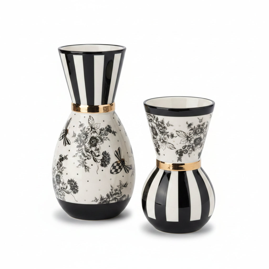MacKenzie-Childs Bee Toile Vases Set