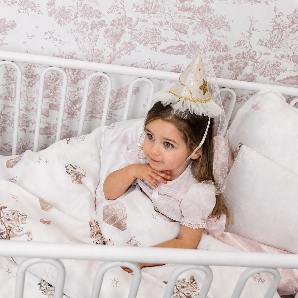 Carousel Dreams Crib Set- Mauve