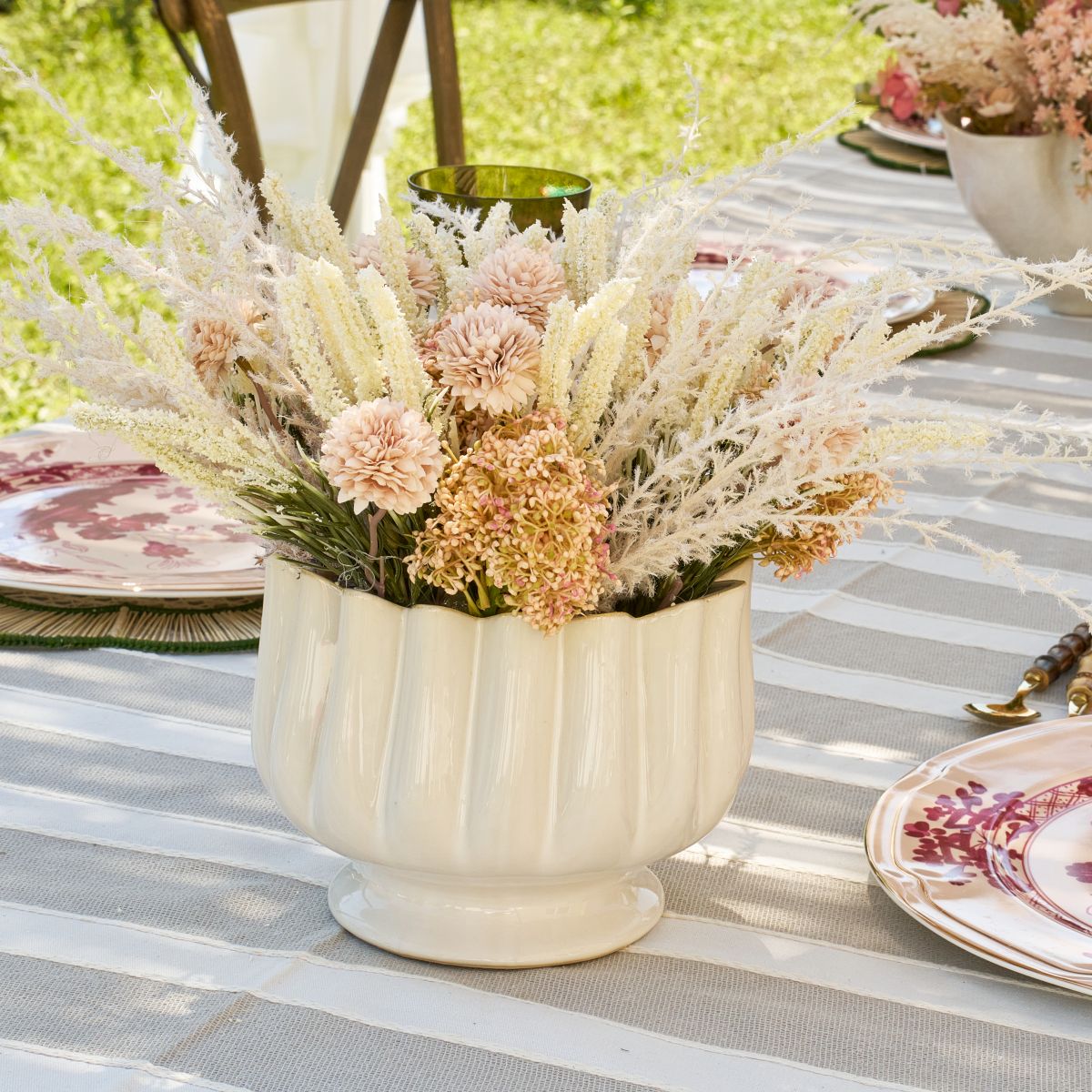 Pink Snowball In Compote Vase