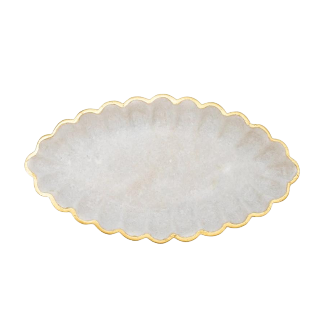 Marble Oval Scalloped Tray