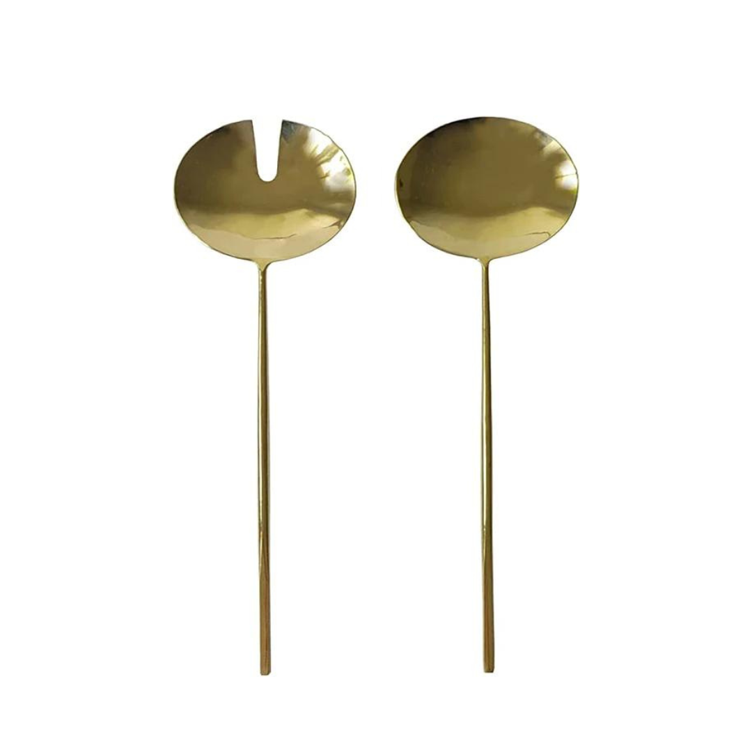 Gold Square Hand Oval Salad Servers
