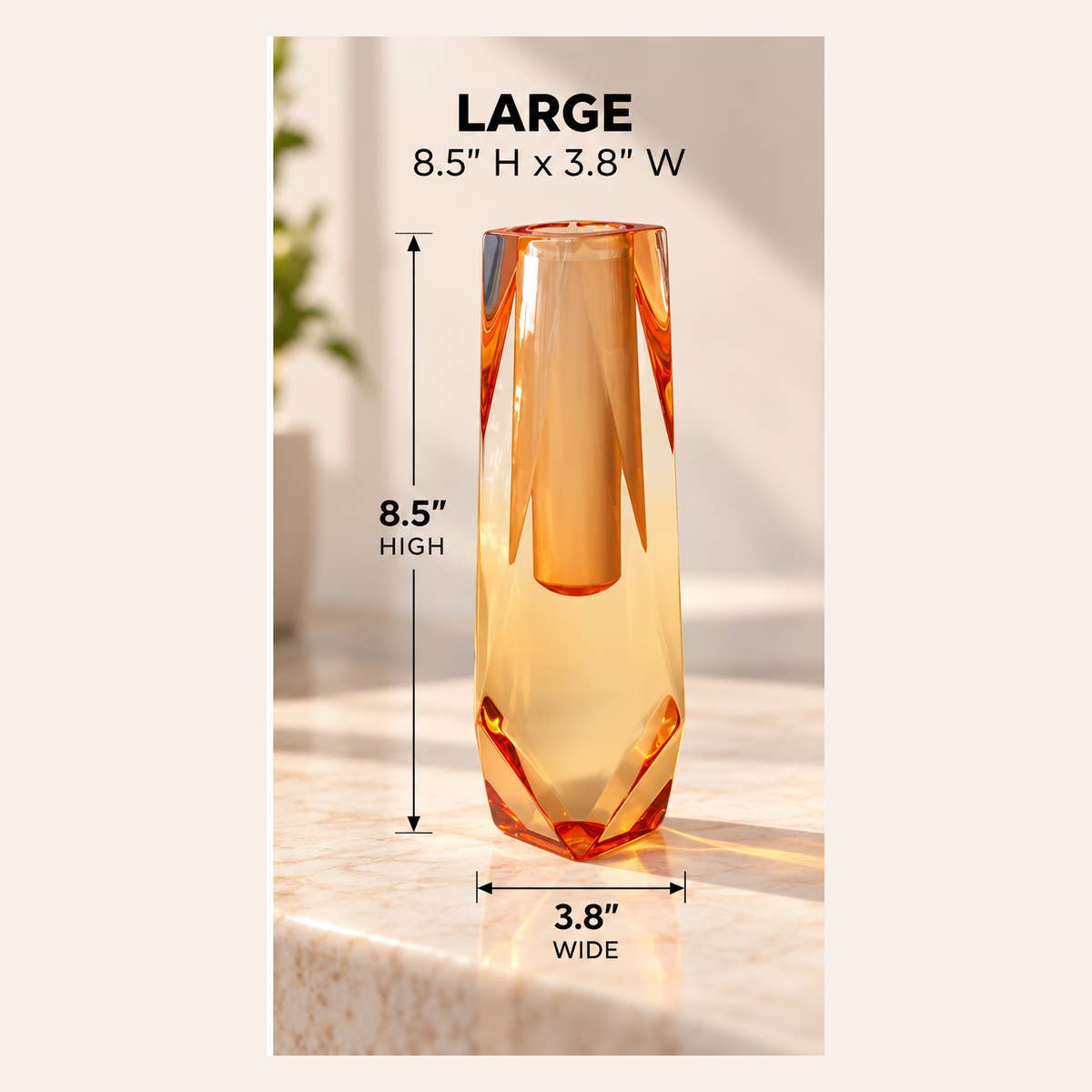Luxe Modern Acrylic Flower Vase - Golden Apricot
