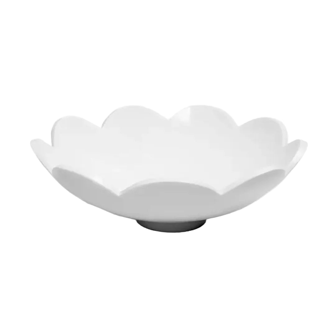 Large Bright White Scalloped Bowl