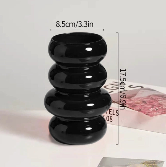 Black Modern Decorative Hydroponic Plant Vase