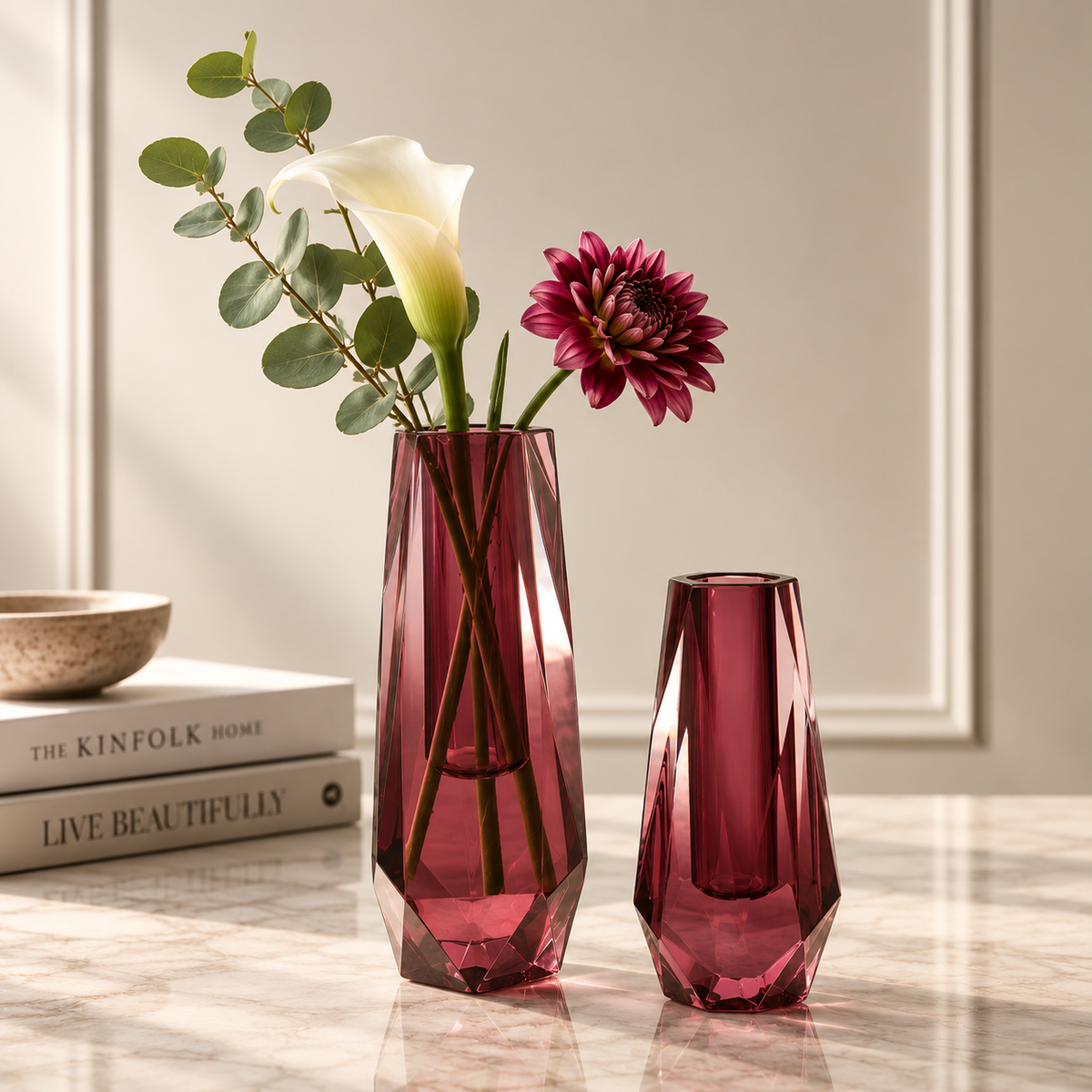 Luxe Modern Acrylic Bud Vase - Garnet Plum