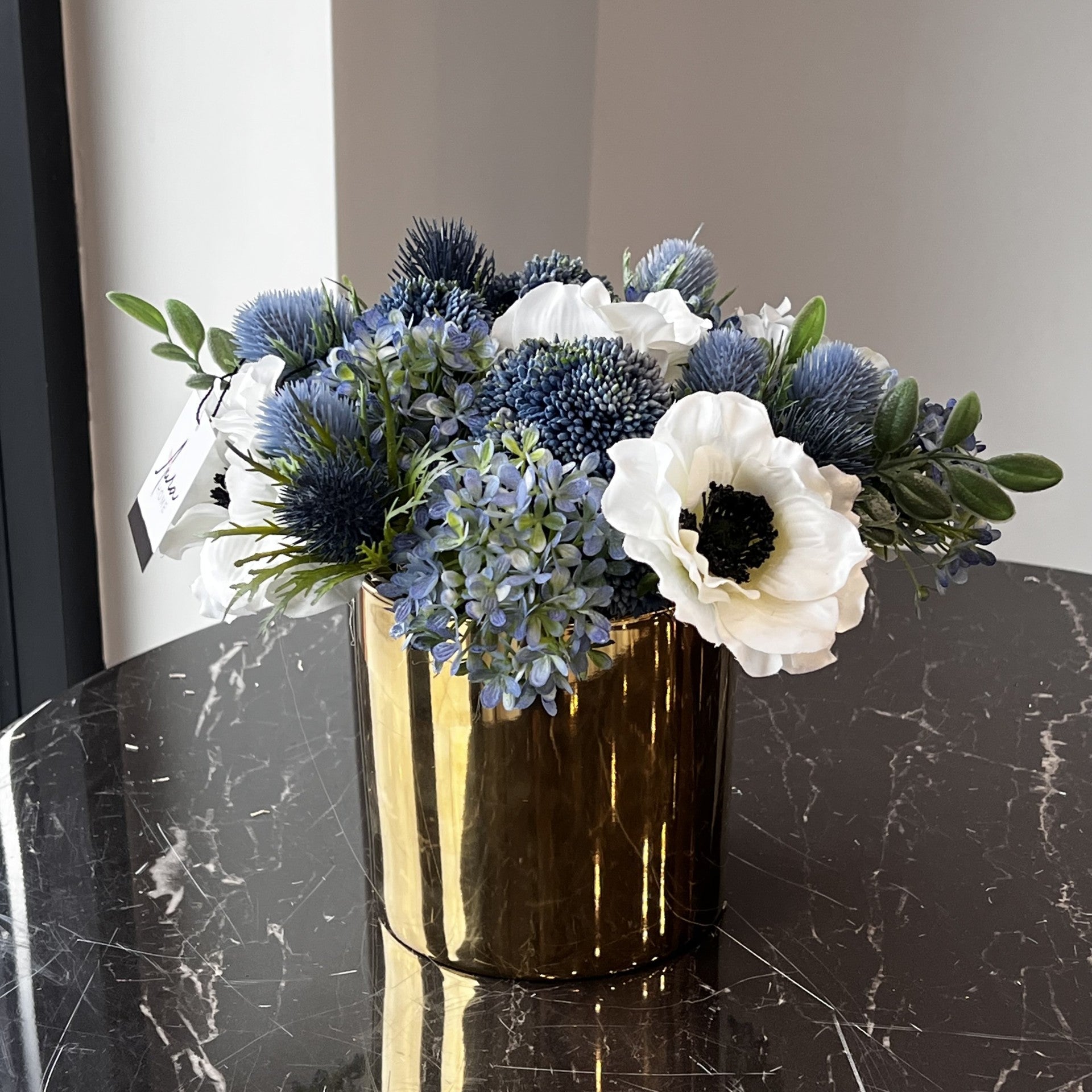 Flaura Anemone with Blue Hydrangea- Small