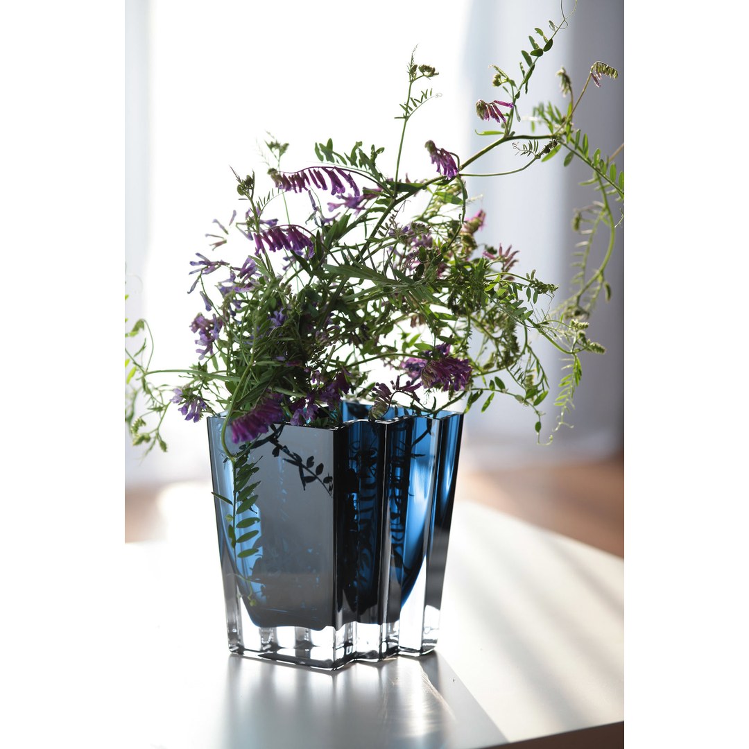 Chevron Vase, Midnight Blue,