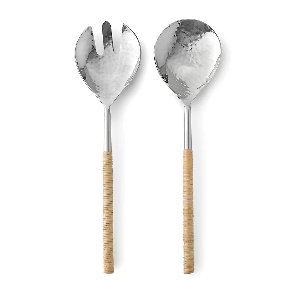 Crown & Ivy Rattan Salad Server Set